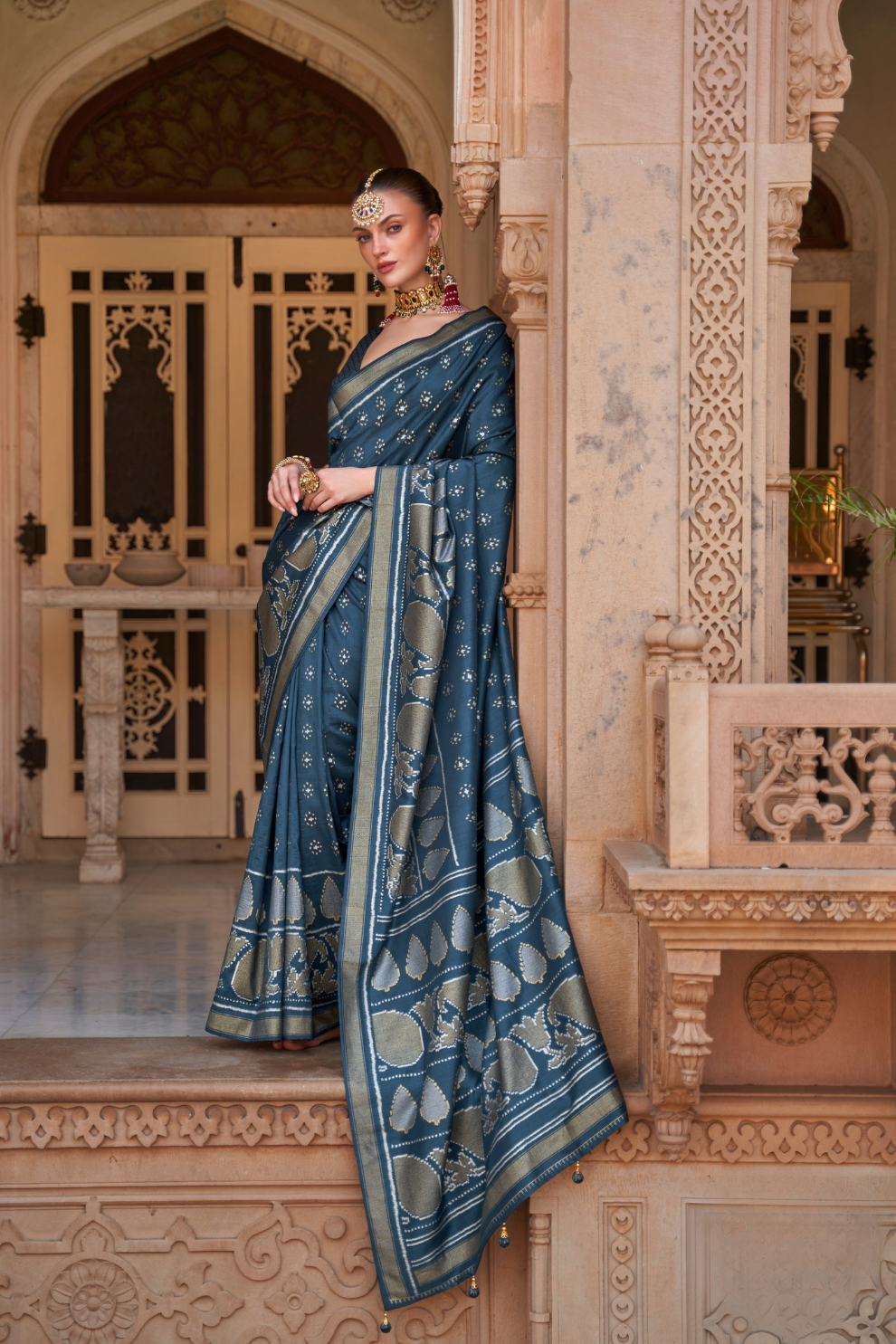 Banarasi Silk Blend Saree with Rich Zari Weaving