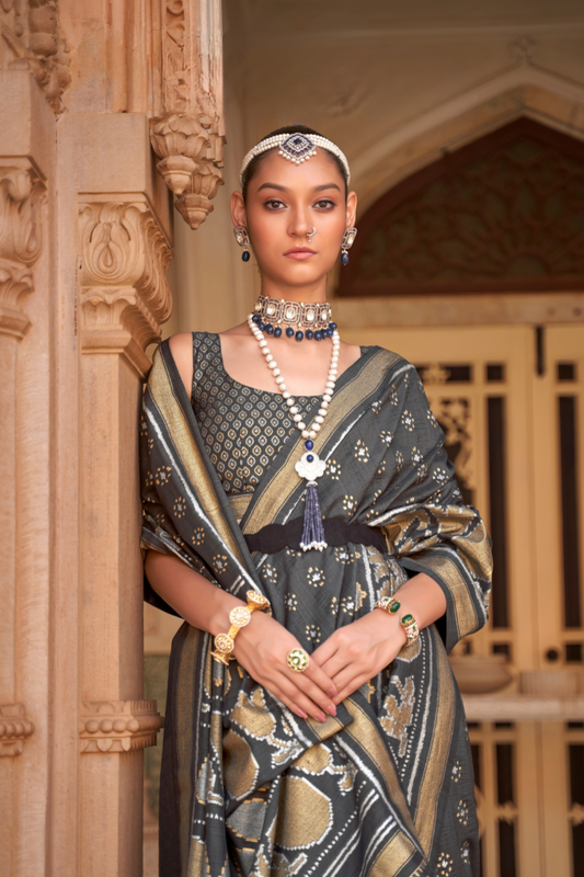 Banarasi Silk Blend Saree with Rich Zari Weaving