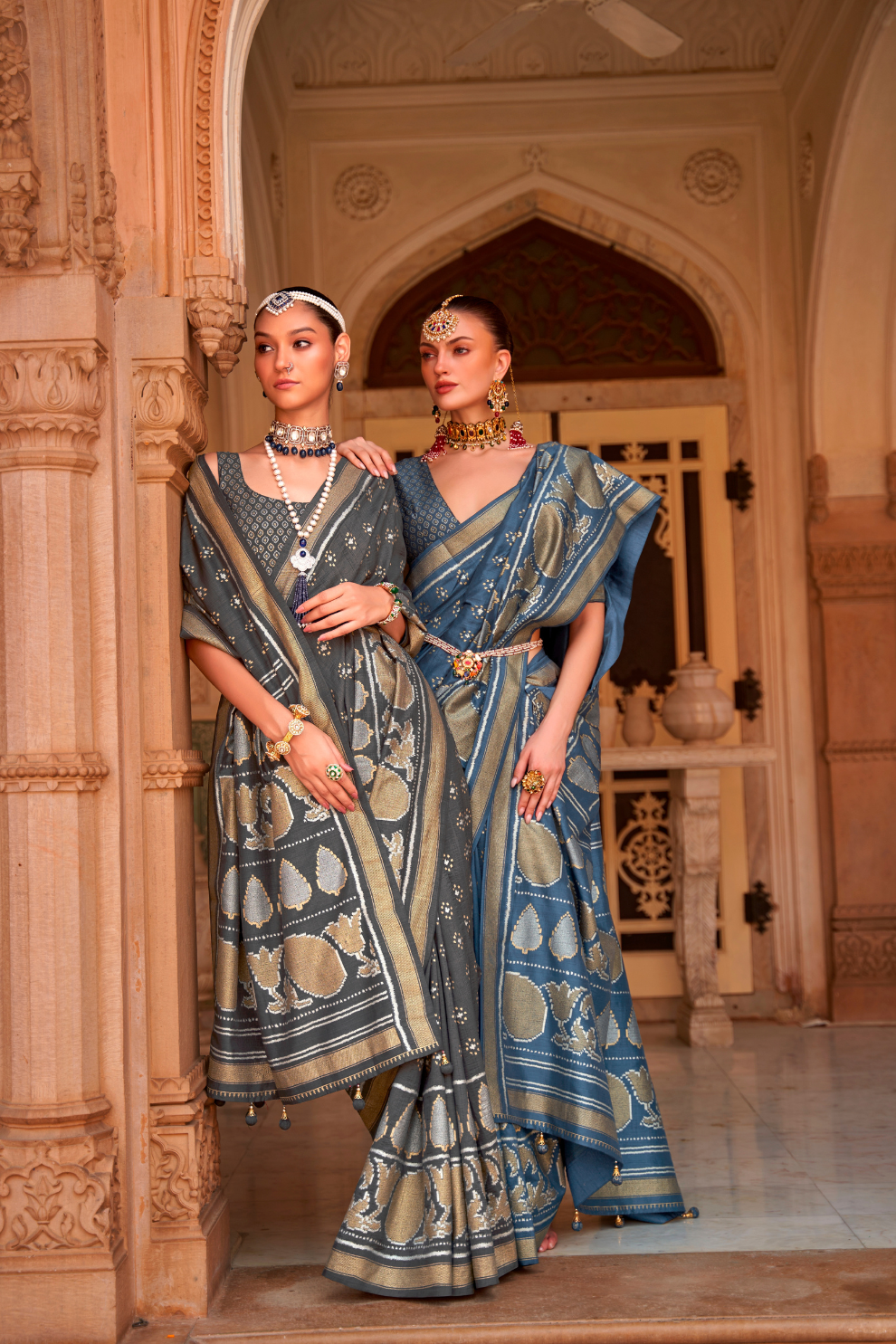 Banarasi Silk Blend Saree with Rich Zari Weaving