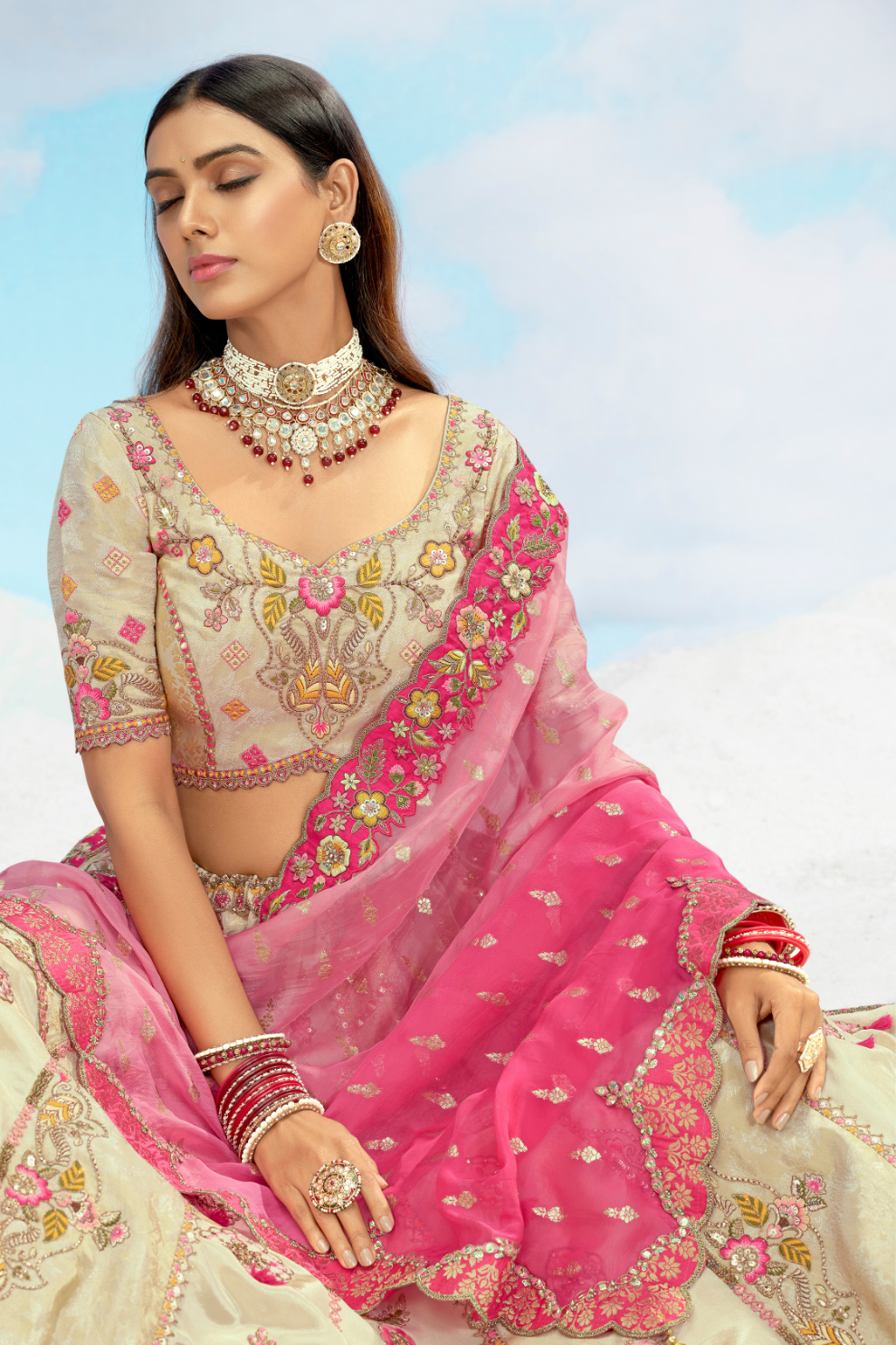 Luxury Silk Lehenga Set with Fine Hand Embroidery