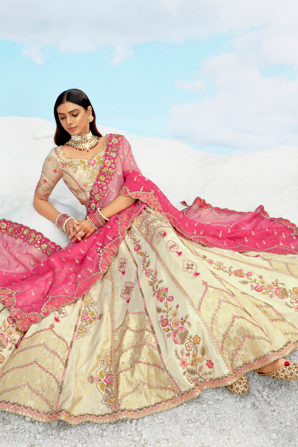 Luxury Silk Lehenga Set with Fine Hand Embroidery