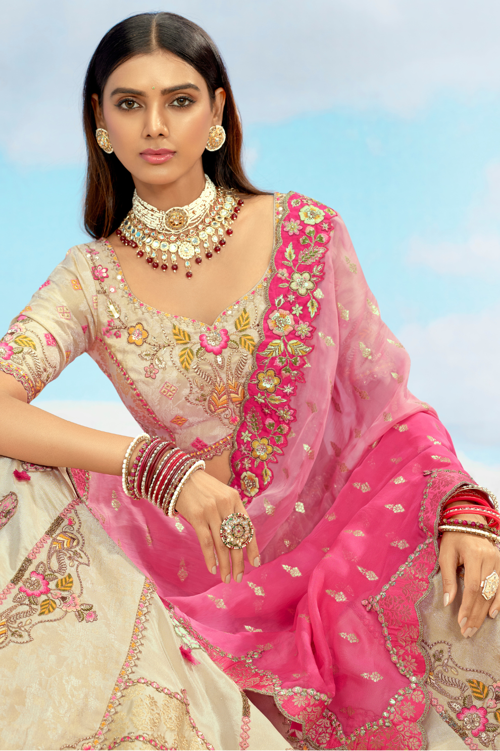 Luxury Silk Lehenga Set with Fine Hand Embroidery