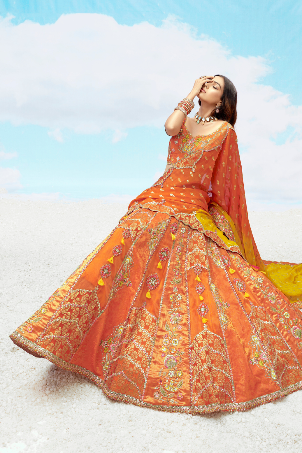 Luxury Silk Lehenga Set with Fine Hand Embroidery