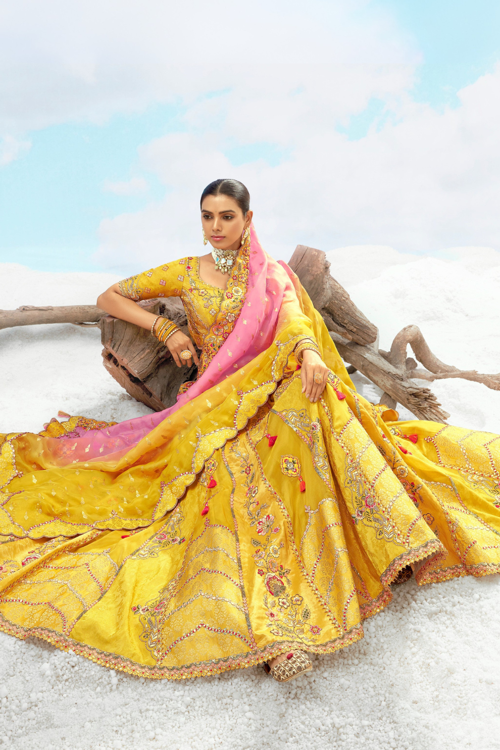 Luxury Silk Lehenga Set with Fine Hand Embroidery