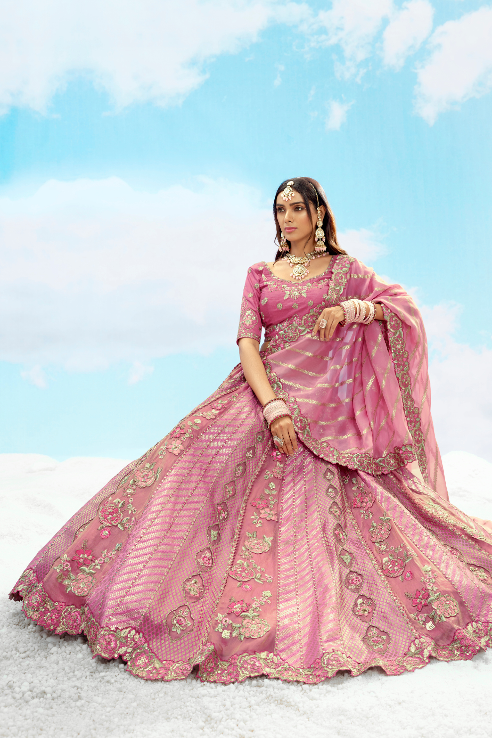 Luxury Silk Lehenga Set with Fine Hand Embroidery
