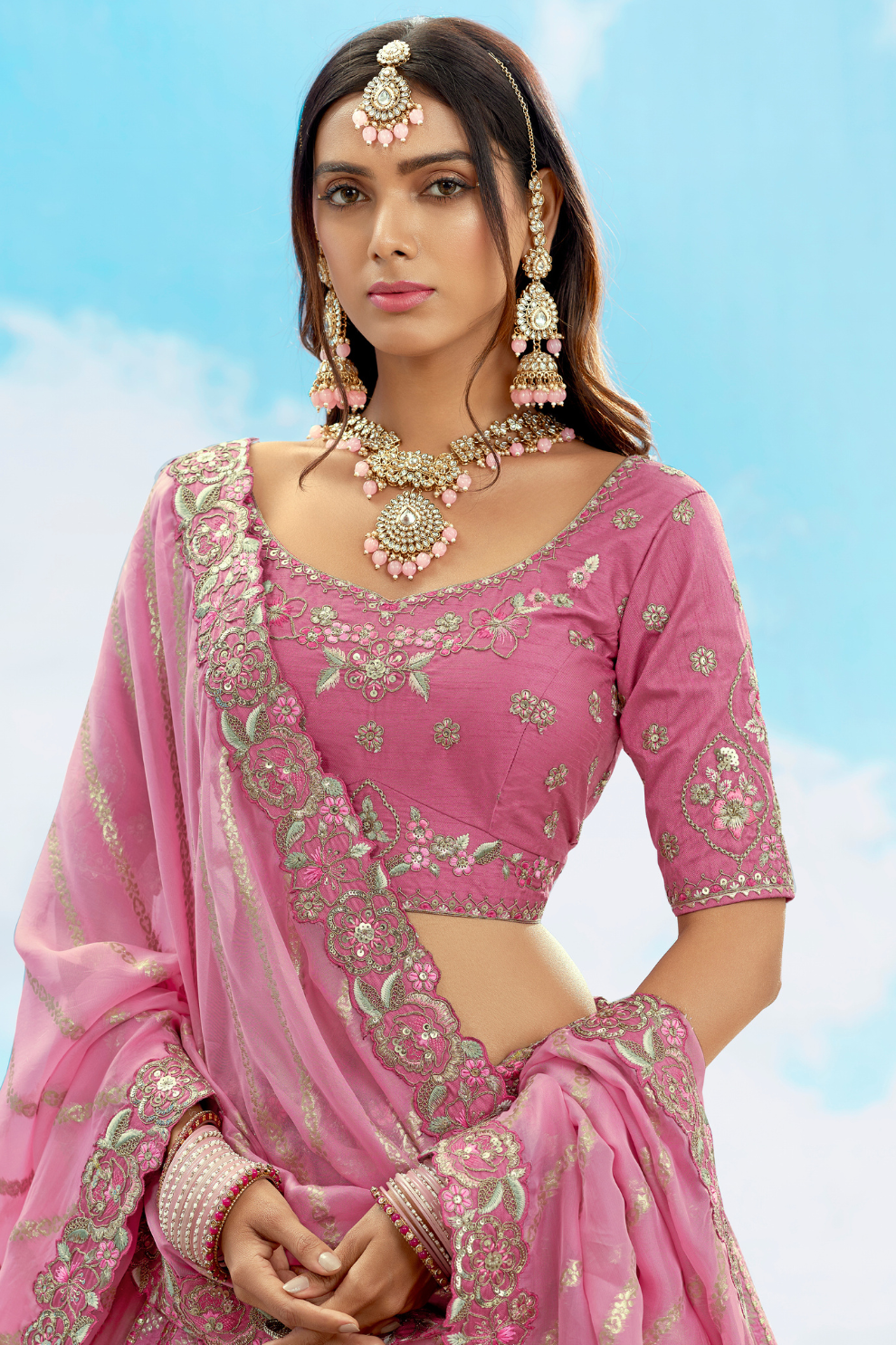 Luxury Silk Lehenga Set with Fine Hand Embroidery