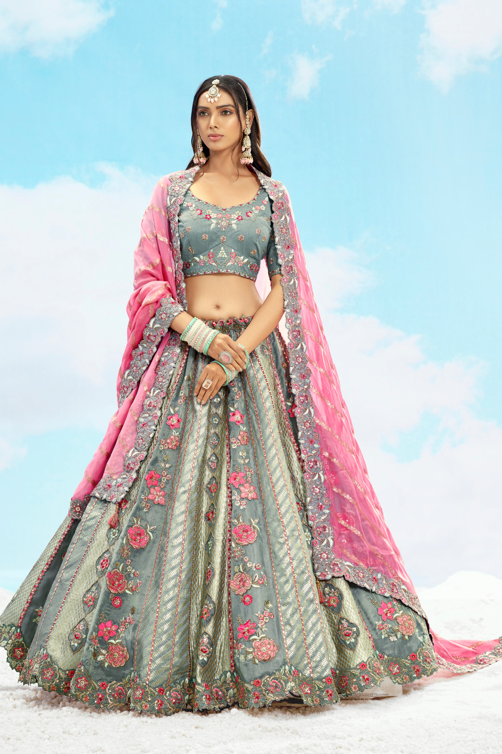 Luxury Silk Lehenga Set with Fine Hand Embroidery