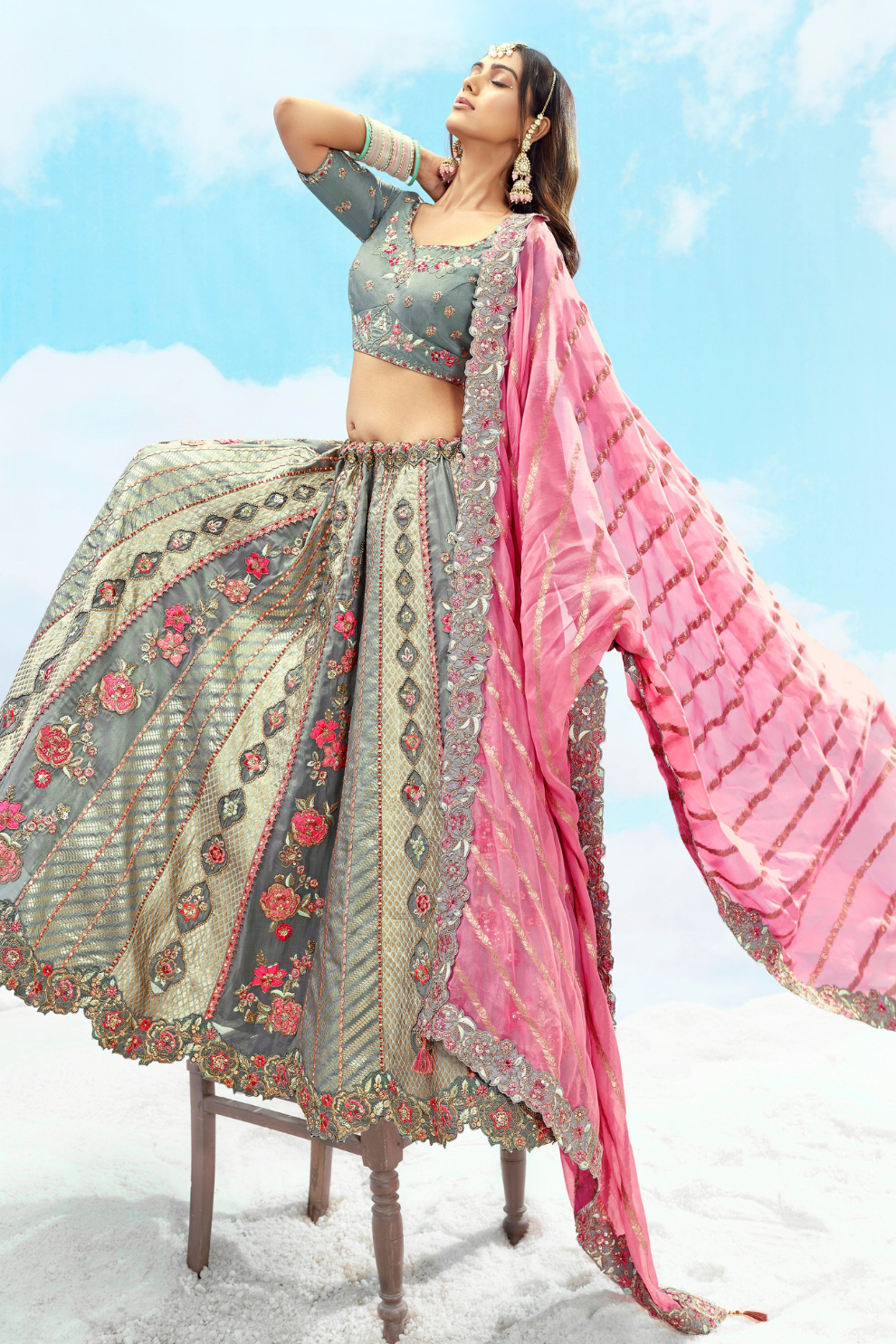 Luxury Silk Lehenga Set with Fine Hand Embroidery