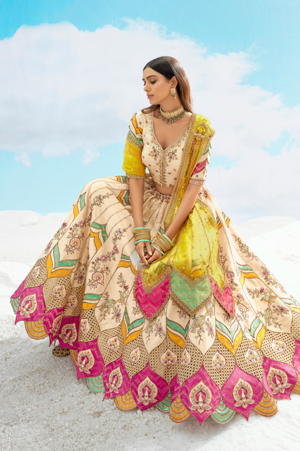 Luxury Silk Lehenga Set with Fine Hand Embroidery