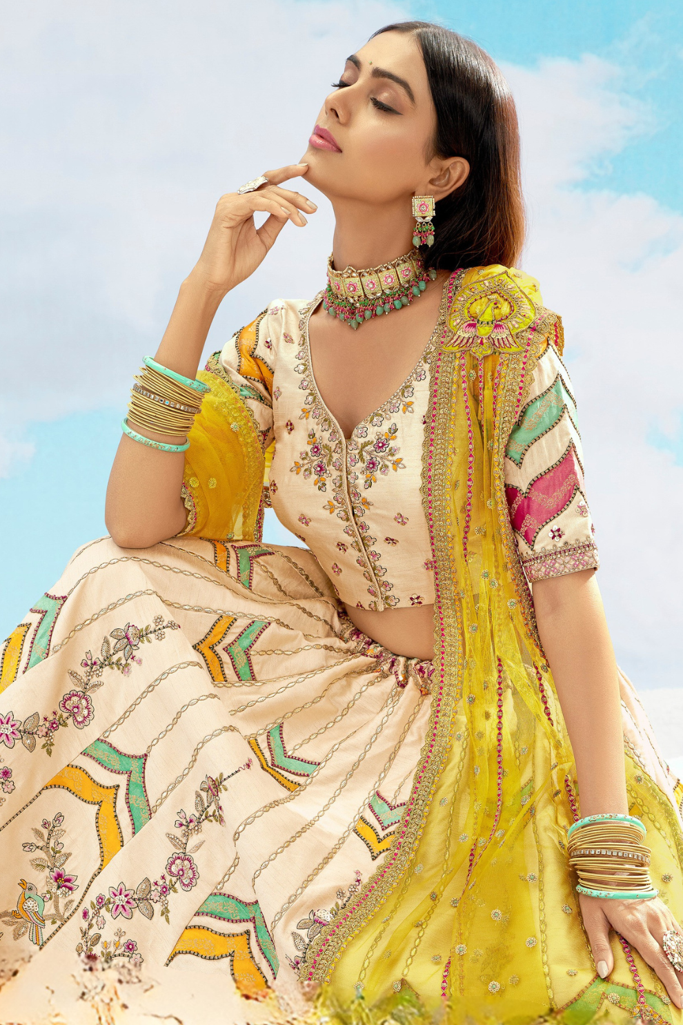 Luxury Silk Lehenga Set with Fine Hand Embroidery