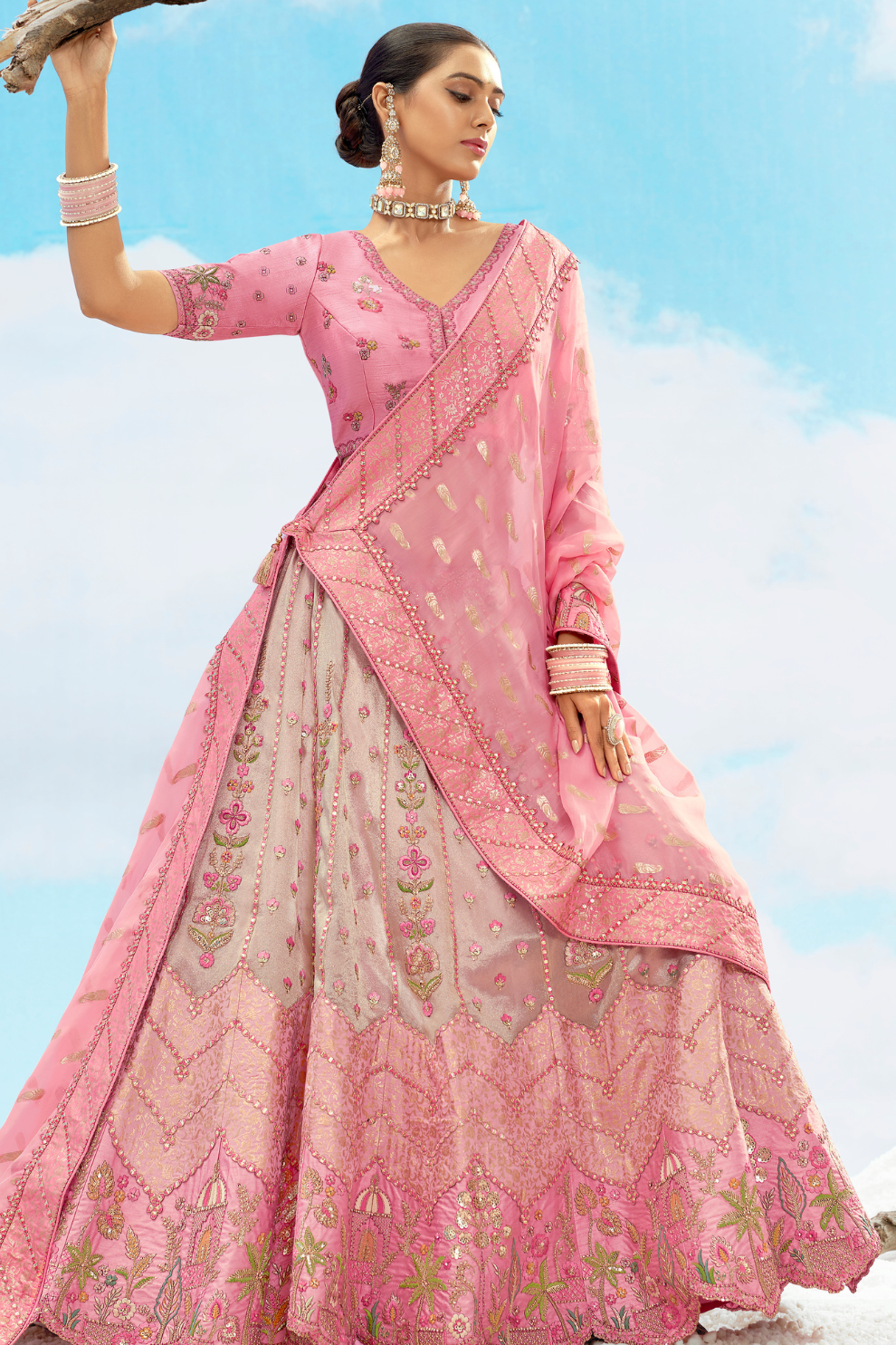 Luxury Silk Lehenga Set with Fine Hand Embroidery