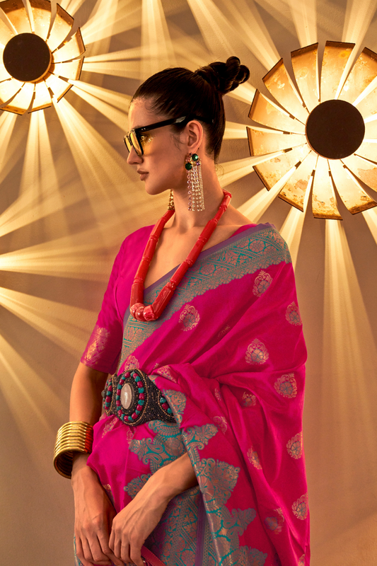 Chaap Handloom Weaving Silk Banarasi Saree with Traditional Charm