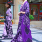 Contemporary Print Satin Crepe Saree with Chic Glossy Drape