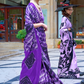 Contemporary Print Satin Crepe Saree with Chic Glossy Drape
