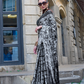 Contemporary Print Satin Crepe Saree with Chic Glossy Drape