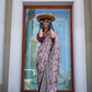 Contemporary Print Satin Crepe Saree with Chic Glossy Drape