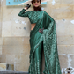 Contemporary Print Satin Crepe Saree with Chic Glossy Drape