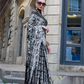 Contemporary Print Satin Crepe Saree with Chic Glossy Drape