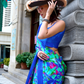 Contemporary Print Satin Crepe Saree with Chic Glossy Drape