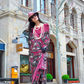 Contemporary Print Satin Crepe Saree with Chic Glossy Drape