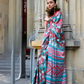 Contemporary Print Satin Crepe Saree with Chic Glossy Drape