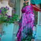 Contemporary Print Satin Crepe Saree with Chic Glossy Drape