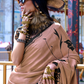 Contemporary Print Satin Crepe Saree with Chic Glossy Drape