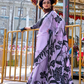 Contemporary Print Satin Crepe Saree with Chic Glossy Drape
