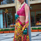 Contemporary Print Satin Crepe Saree with Chic Glossy Drape