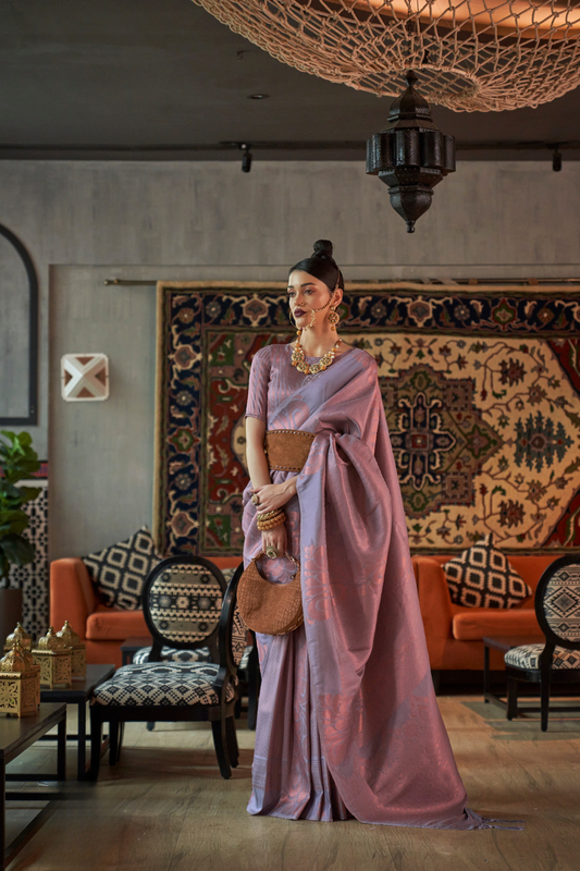 Elegant Art Silk Saree with Copper Zari Handloom Weaving