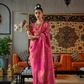 Elegant Art Silk Saree with Copper Zari Handloom Weaving