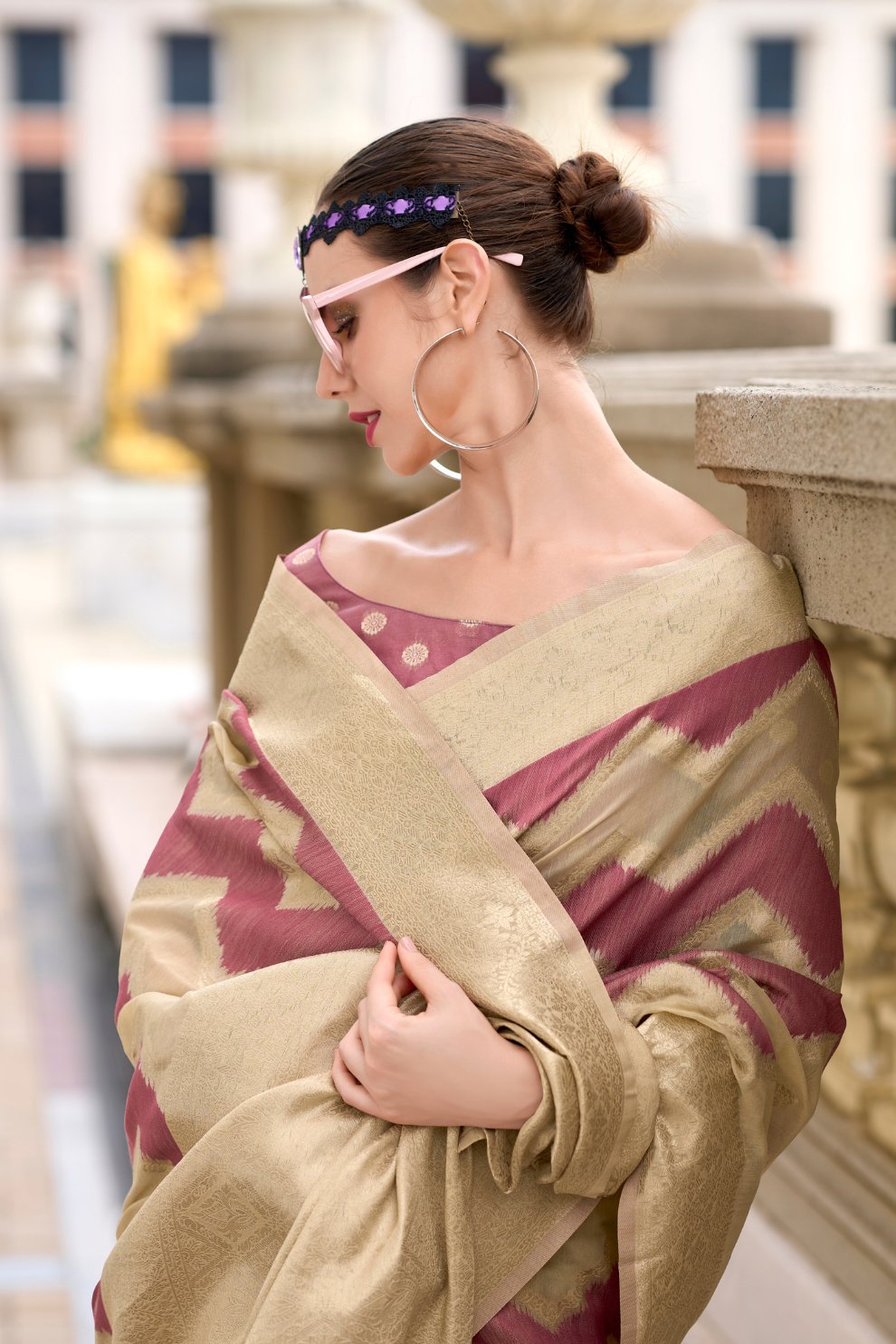 Cotton Linen Silk Saree with Subtle Texture - LaVante Fashion