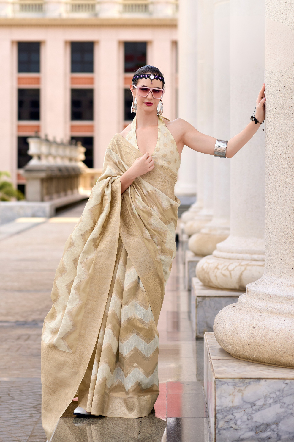 Cotton Linen Silk Saree with Subtle Texture - LaVante Fashion