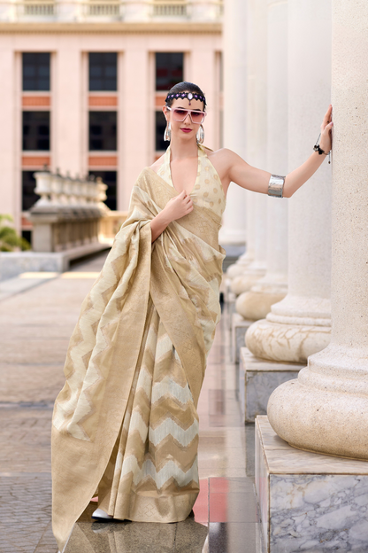Cotton Linen Silk Saree with Subtle Texture - LaVante Fashion