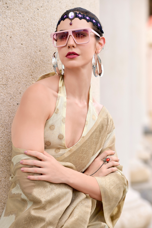 Cotton Linen Silk Saree with Subtle Texture - LaVante Fashion