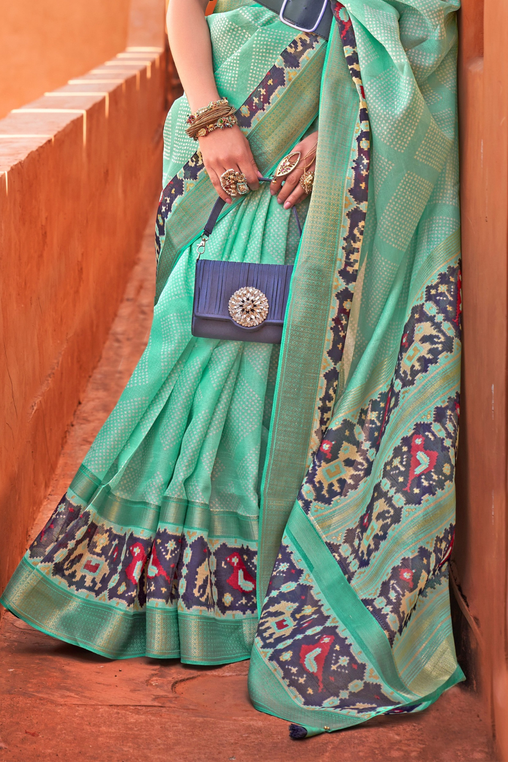 Graceful Patola Print Saree Set in Soft Cotton Silk Fabric