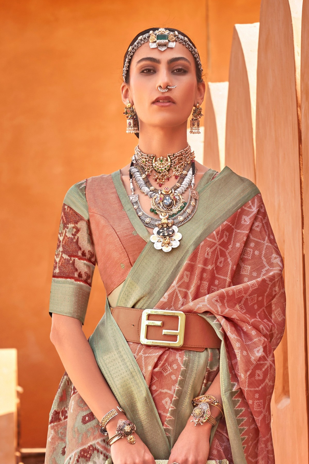Graceful Patola Print Saree Set in Soft Cotton Silk Fabric
