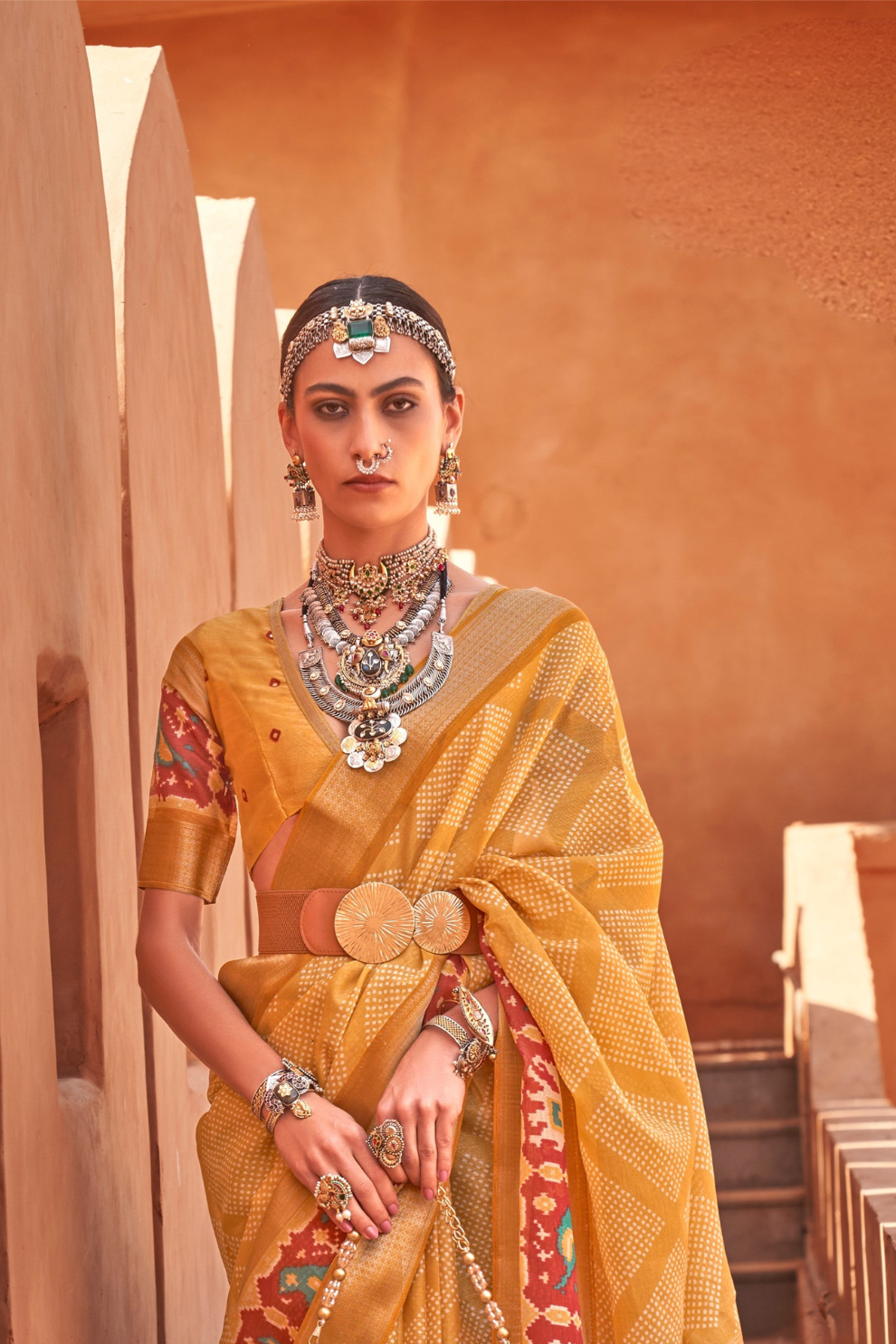 Graceful Patola Print Saree Set in Soft Cotton Silk Fabric