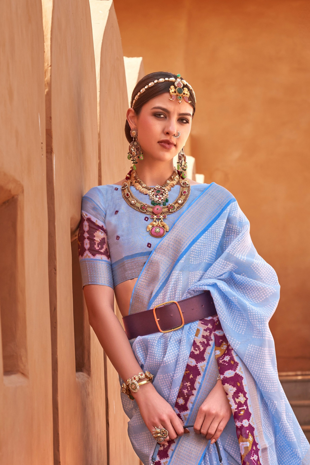 Graceful Patola Print Saree Set in Soft Cotton Silk Fabric