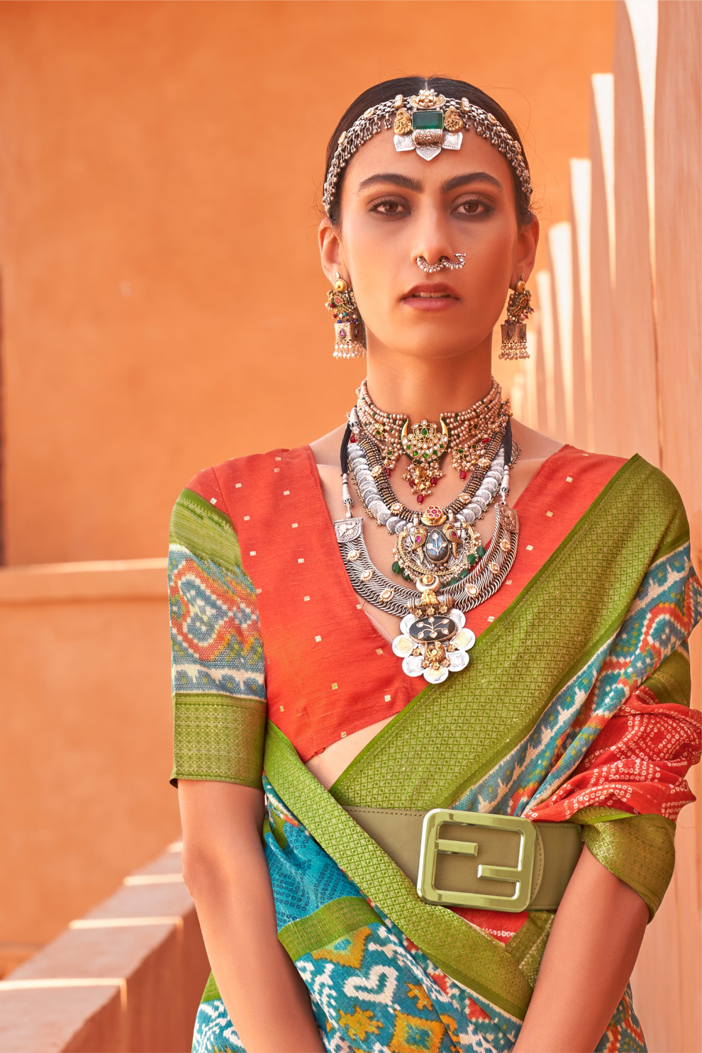 Graceful Patola Print Saree Set in Soft Cotton Silk Fabric