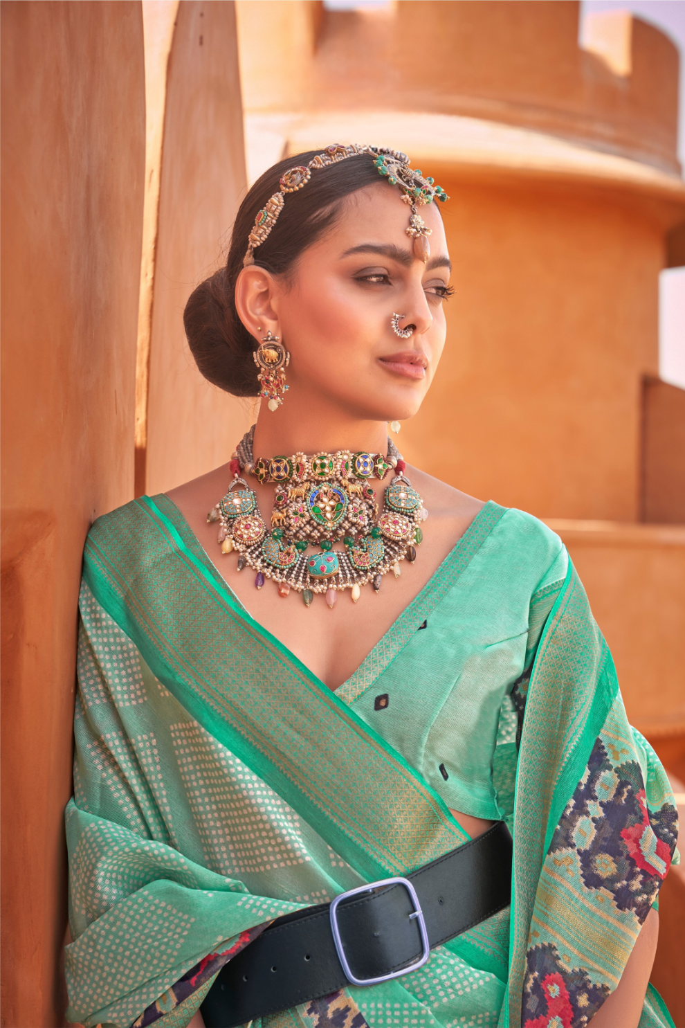 Graceful Patola Print Saree Set in Soft Cotton Silk Fabric