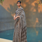 Printed Silk Blend Saree with Artistic Traditional Motifs