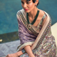 Printed Silk Blend Saree with Artistic Traditional Motifs
