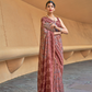 Printed Silk Blend Saree with Artistic Traditional Motifs
