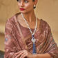 Printed Silk Blend Saree with Artistic Traditional Motifs