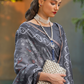 Printed Silk Blend Saree with Artistic Traditional Motifs