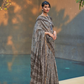 Printed Silk Blend Saree with Artistic Traditional Motifs