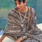 Printed Silk Blend Saree with Artistic Traditional Motifs