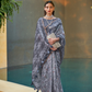 Printed Silk Blend Saree with Artistic Traditional Motifs