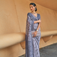 Printed Silk Blend Saree with Artistic Traditional Motifs